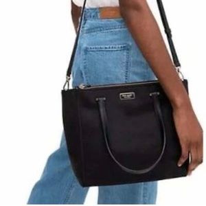 Kate Spade NY DAWN BREEZY MEDIUM SATCHE Navy Blue Crossbody Strap Nylon Bag
